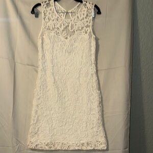 As you wish- Elegant Lace Sleeveless Dress - White medium